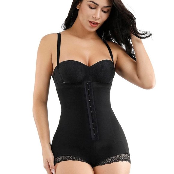 Black Queen Size Hook Front Mesh Hiphugger Body Shaper Sleek Curves